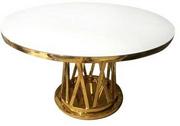 Stoły - Złoty okrągły stół z dekoracyjną podstawą art deco Ø128x75 cm TH371-WG - miniaturka - grafika 1