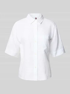 Bluzka koszulowa o kroju relaxed fit z czystego lnu - Bluzki damskie - miniaturka - grafika 1