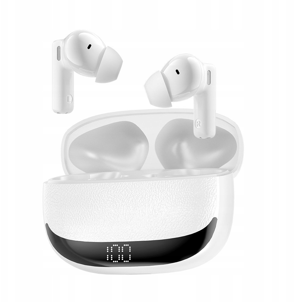 XO BWOO słuchawki Bluetooth BW40 TWS ANC z wyświetlaczem lcd białe