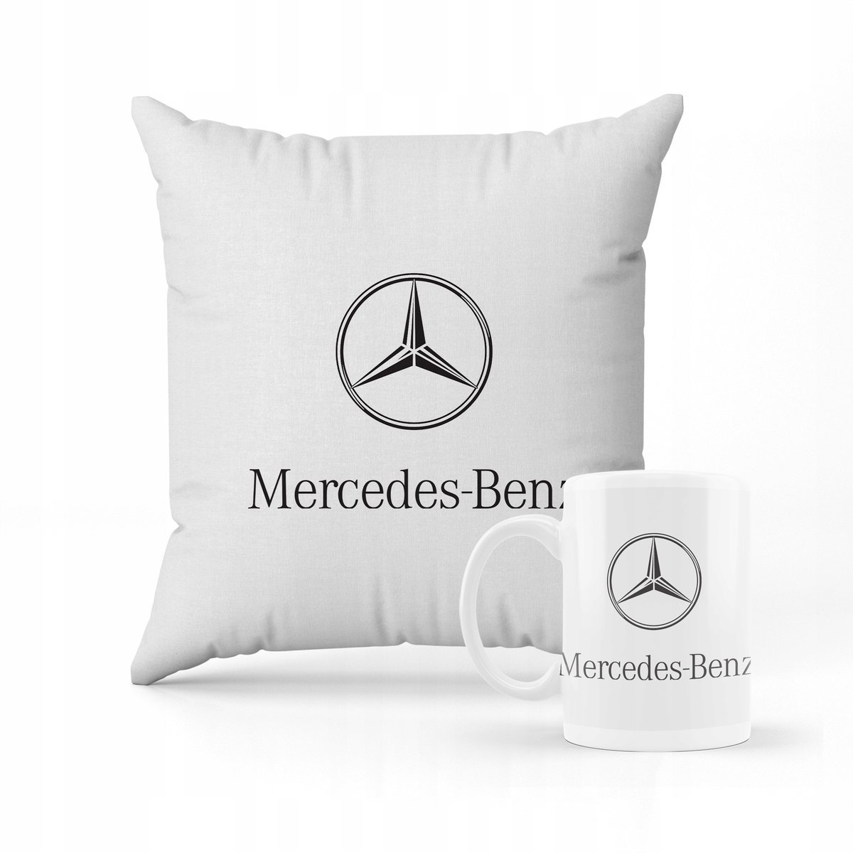 ZESTAW PODUSZKA + KUBEK PREZENT DLA DZIECKA MERCEDES BENZ AUTO LOGO