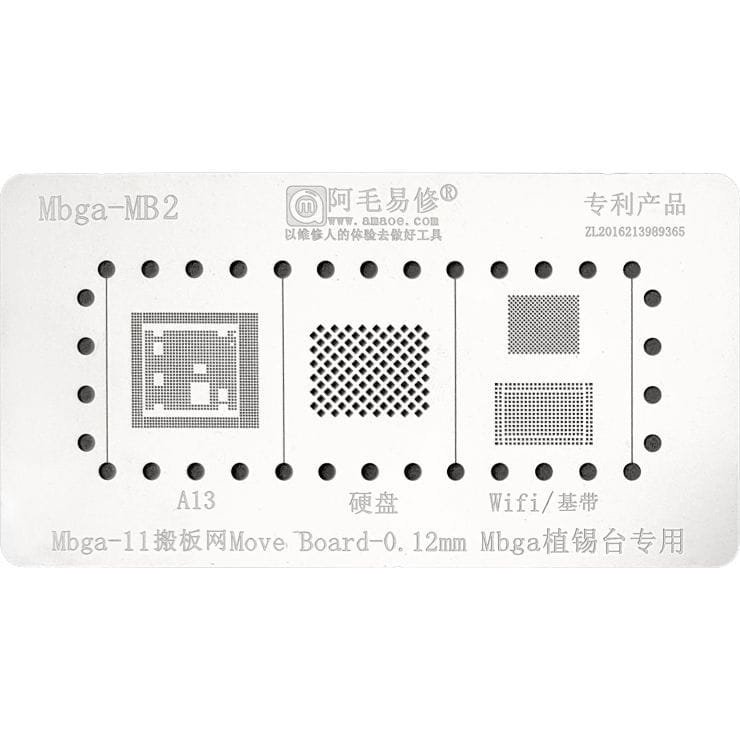 Metalowe sito AMAOE Mbga-MB2 0,12 mm szablon do reballingu BGA WiFi Move Board A13 do iPhone z serii 11