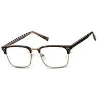 Okulary korekcyjne, oprawki, szkła - Okulary półramkowe zerówki prostokątne oprawki korekcyjne 878E panterkowy/złoty - miniaturka - grafika 1