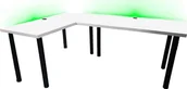 Biurka gamingowe - Biurko Daming Model 2 Białe 202 cmx136 cm x 2,8 cm z okrągłym przepustem na kable - miniaturka - grafika 1