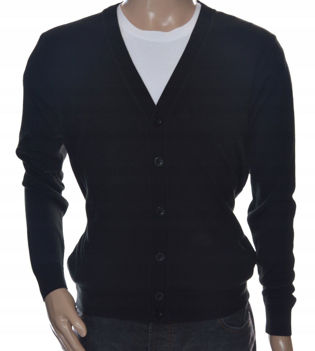 Sweter męski rozpinany kardigan na guziki w szpic wełniany z wełny XL 501