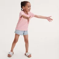 Bluzki dla niemowląt - Reserved - Bawełniany t-shirt w prążek - różowy - miniaturka - grafika 1