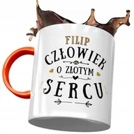 Kubki - Kubek Pomarańczowy dla Filipa Kolegi na Prezent z Nadrukiem ze Zdjęciem + Opakowanie na prezent (wzór 02) - miniaturka - grafika 1