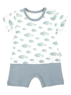 Kombinezony dla dzieci - Chłopięcy Rampers Chmurka biało-błękitny, Nicol,r.56 - miniaturka - grafika 1