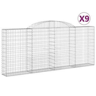 vidaXL Kosze gabionowe, 9 szt, 300x30x120/140cm, galwanizowane żelazo - Ogrodzenia - miniaturka - grafika 3