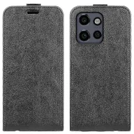 Etui i futerały do telefonów - Pionowe skórzane etui na telefon z klapką do R64 z teksturowanym wzorem Czarny For Motorola Edge 50 Neo 5G - miniaturka - grafika 1