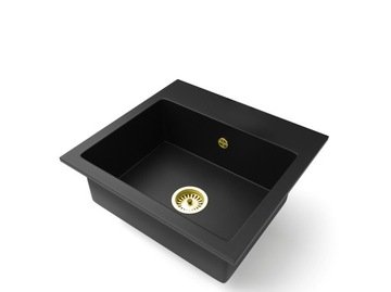 Brado Zlewozmywak granitowy jednokomorowy Złoty syfon