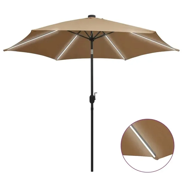 VMP Parasol Ogrodowy Składany Na Słupku Zadaszenie Oświetlenie Led 300 Cm