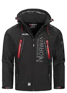 Kurtki męskie - Geographical Norway Męska kurtka softshellowa - model: Techno - Kurtka przejściowa z kapturem, wodoodporna, funkcyjna, czarny, M - miniaturka - grafika 1