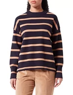 Swetry damskie - Gerry Weber Damski sweter 871044-35708, niebieski/brązowy w paski, 34 - miniaturka - grafika 1