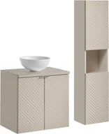 Meble łazienkowe - Zestaw meblowy 60cm z blatem, umywalką nablatową Domi i szafką wysoką - miniaturka - grafika 1