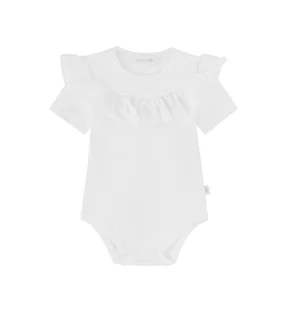 Body Białe Z Falbanką, Krótki Rękaw - 80 - Body dla niemowląt - miniaturka - grafika 1