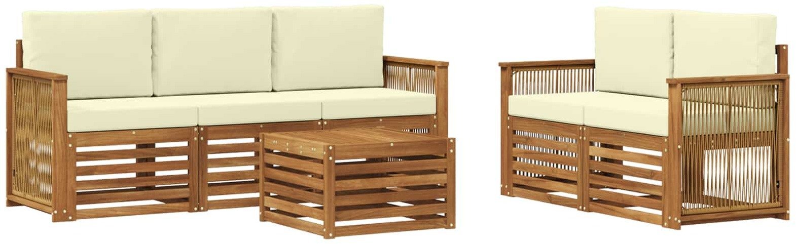 vidaXL Zestawy sof z poduszką 6 pcs Lite Drewno Akacji
