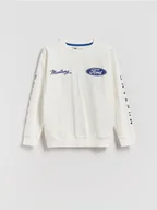 Bluzy dla chłopców - Reserved - Bawełniana bluza Ford - złamana biel - miniaturka - grafika 1