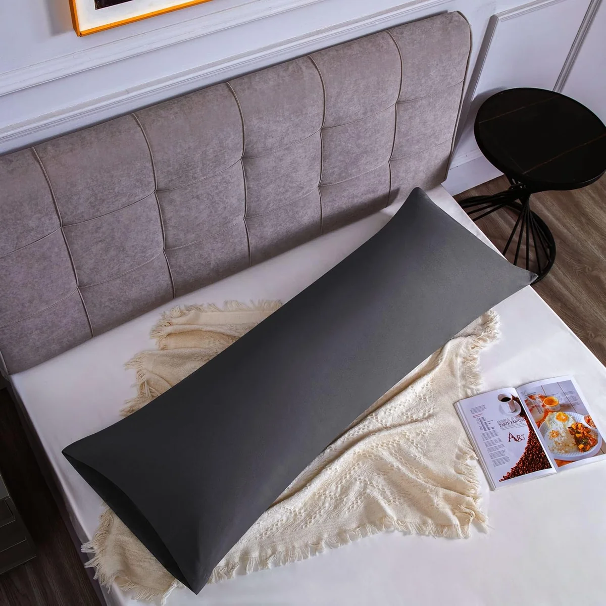 Poszewka mikrofibra 50x150 cm kopertowa ciemnoszary hipoalergiczna