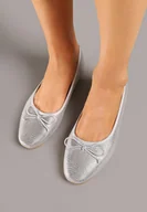 Baleriny - Szare Balerinki Vices z Kokardką i Tłoczeniem Imitującym Skórę Węża Mirtewi - miniaturka - grafika 1