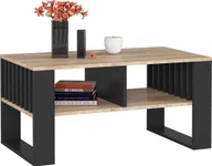 Ławy i stoliki kawowe - Fabryka Mebli Akord Ława kawowa ROCKFORD 92 cm 2 poziomy stolik kawowy - dąb sonoma czarny - miniaturka - grafika 1