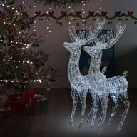 Oświetlenie świąteczne - vidaXL Renifery z akrylu XXL, 2 szt., 250 zimnych białych LED, 180 cm - miniaturka - grafika 1