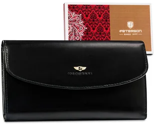 Skórzany portfel damski na karty z ochroną RFID Peterson, czarny - Portfele - miniaturka - grafika 1