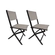 Fotele i krzesła ogrodowe - Krzes��a sk��adane Rebecca Mobili Murici 84x48x57 Aluminium Polyester Ciemnoszary Be��owy Nowoczesny ZESTAW 2 sztuki Zmontowany - miniaturka - grafika 1