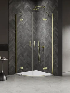 Kabina prysznicowa półokrągła 100x100 złota K-4577 Nesta New Trendy Gold - Kabiny prysznicowe - miniaturka - grafika 1