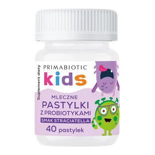 Primabiotic Kids Mleczne Pastylki z Probiotykami, smak straciatella, 40 pastylek - Układ pokarmowy - miniaturka - grafika 1