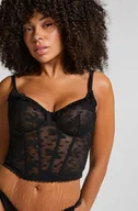 Biustonosze - Hunkemöller Nieusztywniany długi biustonosz Darcy z fiszbinami Czarny - miniaturka - grafika 1
