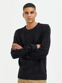 Swetry męskie - Blend Sweter 20717439 Czarny Regular Fit - miniaturka - grafika 1