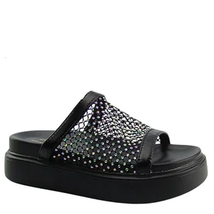 S.Barski D&A MY51-016 damskie klapki ażurowe na platformie czarne - Klapki i japonki damskie - miniaturka - grafika 1