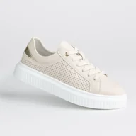 Półbuty damskie - Półbuty damskie skóra naturalna ażurek GOODIN GD-XF-175 beż lekkie 38 - miniaturka - grafika 1