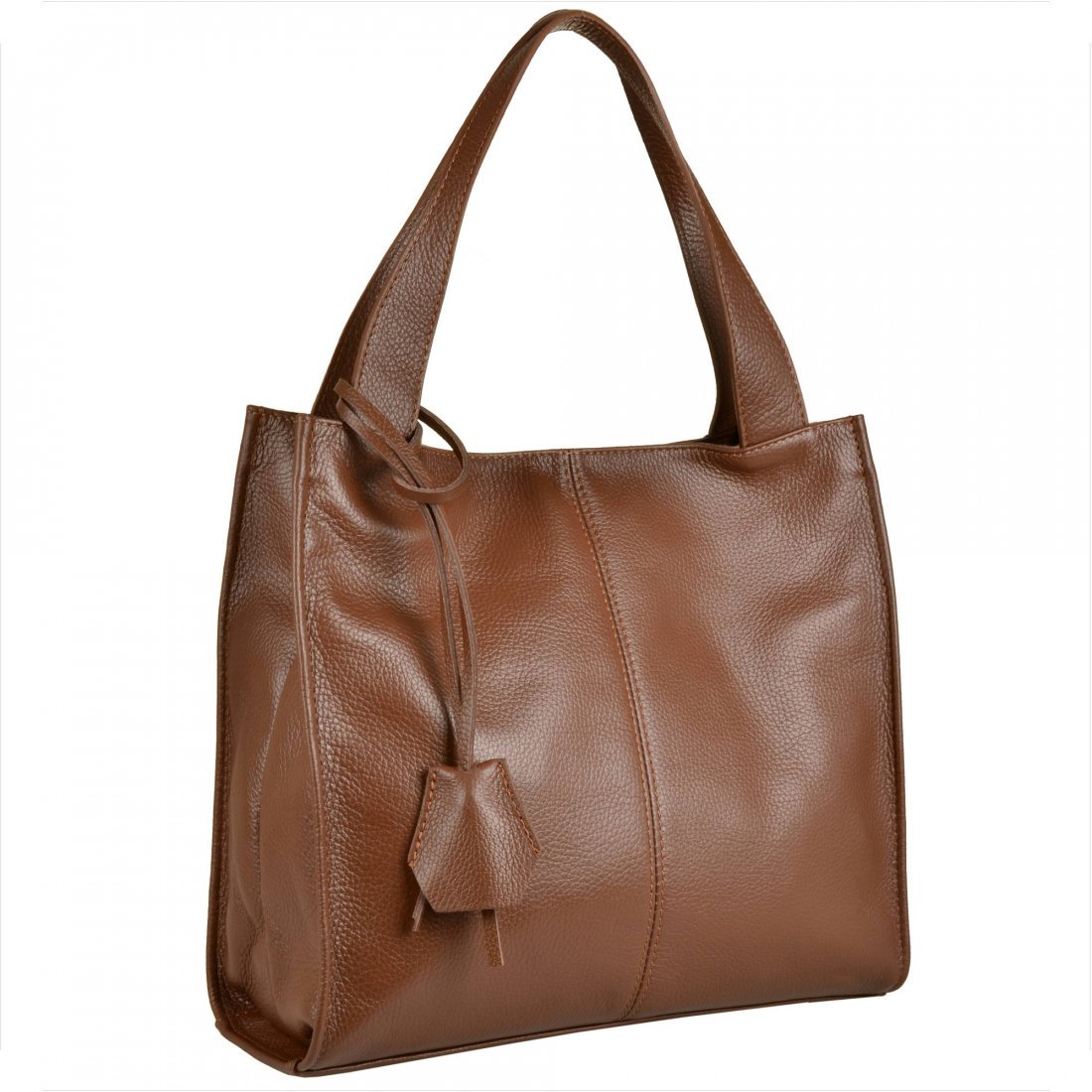 Duża torebka włoska shopper bag brązowa koniak skóra naturalna