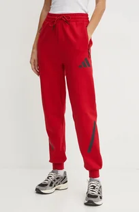 adidas spodnie dresowe ZNE kolor czerwony z nadrukiem JF8886 - Spodnie damskie - miniaturka - grafika 1
