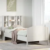 Łóżka dla dzieci i młodzieży - vidaXL Łóżko z regałem, bez materaca, białe, 90x200 cm, sosnowe - miniaturka - grafika 1