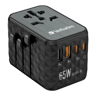 Verbatim Uniwersalny adapter podróżny World-to-World UTA-05 Verbatim, 2x USB-C PD, QC 4+, 2x USB-A, czarna, 65 W - Akcesoria podróżnicze - miniaturka - grafika 7