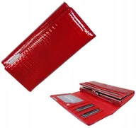 Portfele - Portfel damski Jennifer Jones lakierowany crocodile czerwony RFID SAFE z zatrzaskiem elegancki prezent na święta - miniaturka - grafika 1