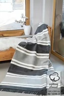 Koce - Koc bawełniany akrylowy 150x200 1228/2 pasy ekri szary grafitowy narzuta pled - miniaturka - grafika 1