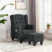 Fotele - vidaXL Fotel masujący z podnóżkiem, ciemnoszary, obity tkaniną - miniaturka - grafika 1