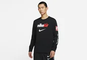 Koszulki męskie - Nike Nsw Swoosh Air Graphic Long-Sleeve Black - miniaturka - grafika 1