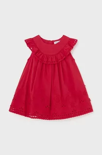 Sukienki i spódniczki dla dziewczynek - Mayoral sukienka bawełniana niemowlęca kolor czerwony mini rozkloszowana - grafika 1