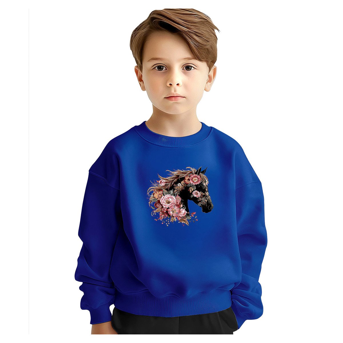 BLUZA DZIECIĘCA KOŃ KWIATY 146-152 DLA CHŁOPCA DZIEWCZYNKI