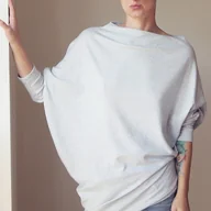 Swetry damskie - Asymetryczny Sweterek trapez szary - miniaturka - grafika 1