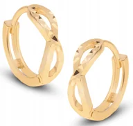 Kolczyki - ZŁOTE KOLCZYKI KÓŁECZKA DIAMENTOWANE INFINITY NIESKOŃCZONOŚĆ 14KT 585 - miniaturka - grafika 1