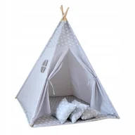 Namioty i tipi dla dzieci - 4iQ Tipi w Gwiazdki Szary Namiot Dla Dzieci + Poduszki - miniaturka - grafika 1