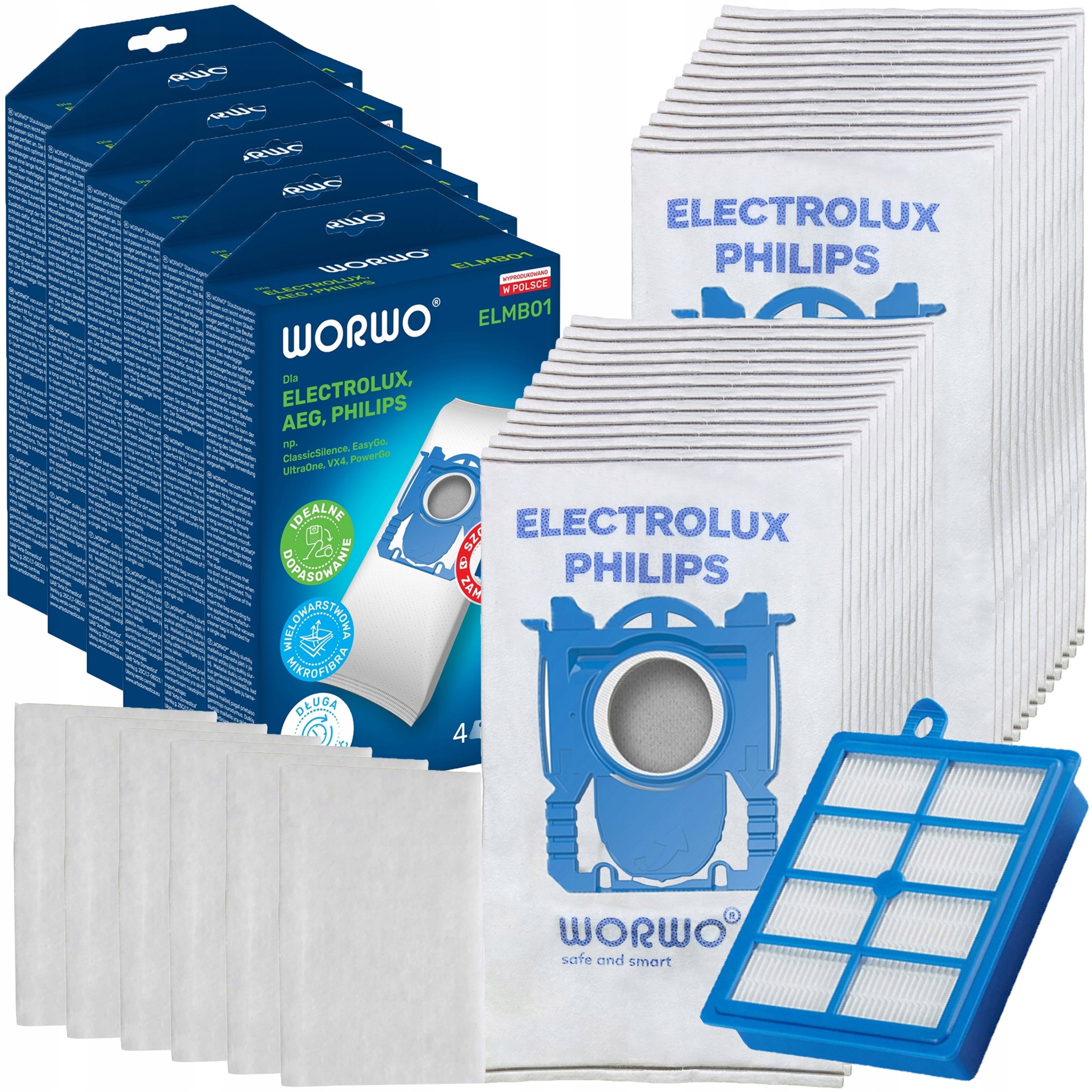 24x Worki do odkurzacza Electrolux Elektrolux Philips Aeg Filtr Hepa
