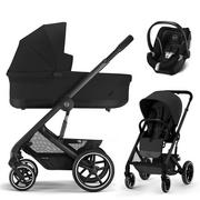 Wózki dziecięce - CYBEX BALIOS S LUX BLACK FRAME 3w1 Moon Black - miniaturka - grafika 1