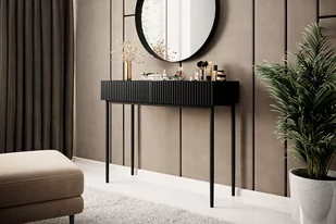 Nowoczesna konsola/toaletka Nicole - czarny mat / czarne nóżki - Konsole i sekretarzyki - miniaturka - grafika 2