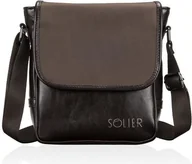 Teczki i aktówki - Solier Torba listonoszka skórzana brązowa - miniaturka - grafika 1